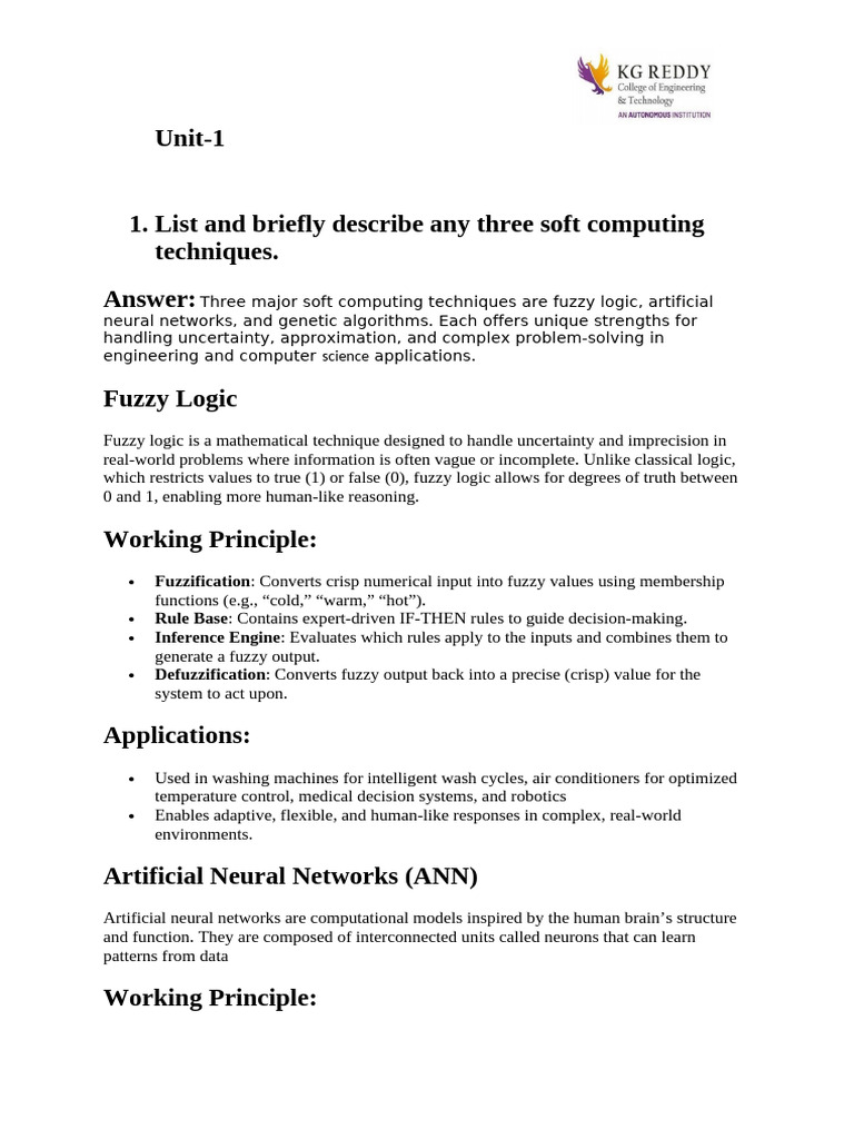 Soft Computing Techniques Overview | PDF | Fuzzy Logic | Artificial ...