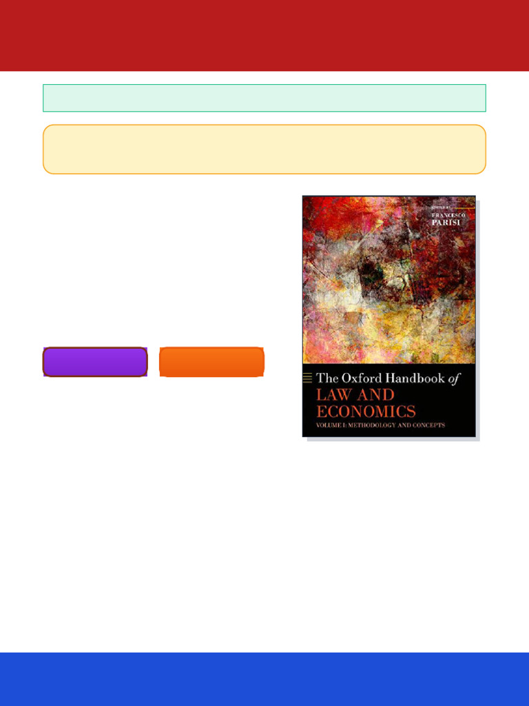 The Oxford Handbook of Law and Economics Volume 1 Methodology and ...