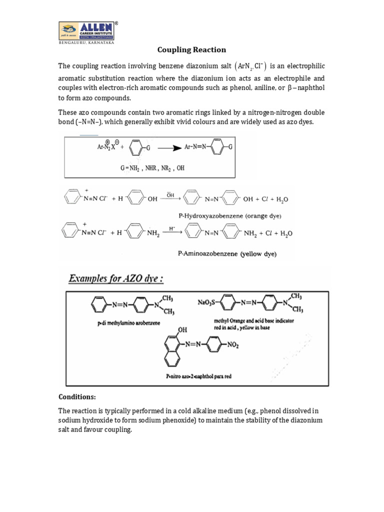 Azo Dye Formation via Coupling Reaction | PDF