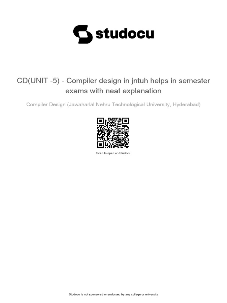 Compiler Design Unit 5 JNTUH Guide | PDF