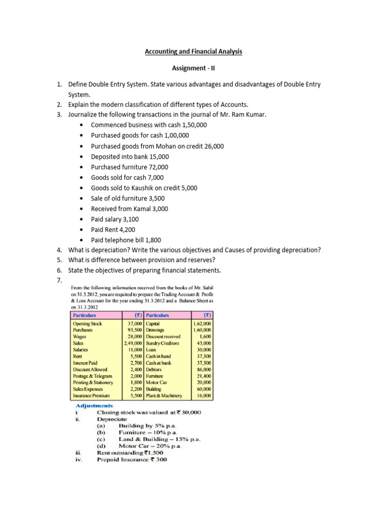 Accounting and Financial Analysis Assignment IInd | PDF