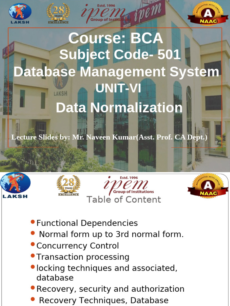 Database Management: Normalization & Security | PDF