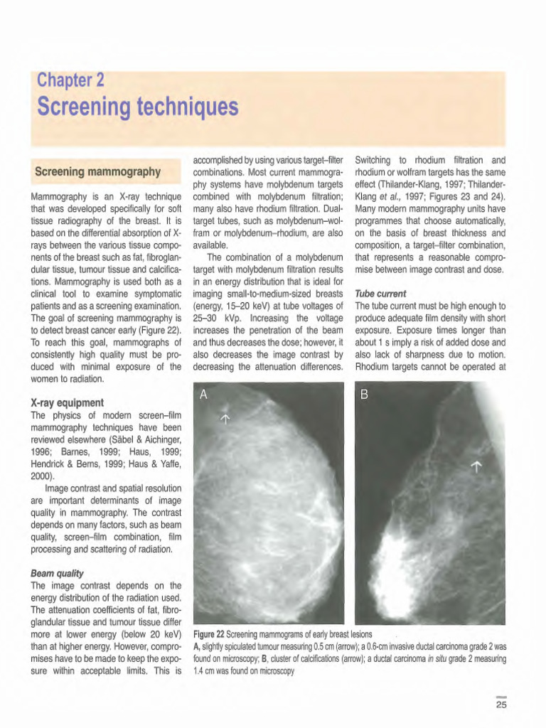 Screening Mammography Techniques Explained | PDF | Mammography ...