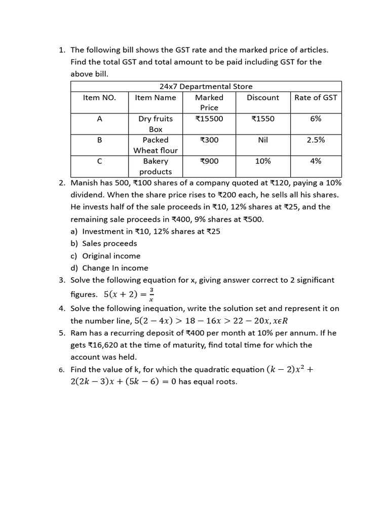 GST Calculation and Investment Analysis | PDF