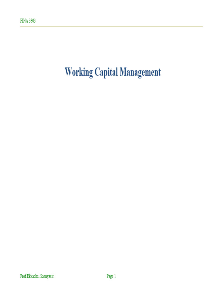Topic 9 NWC Management | PDF | Working Capital | Trade Credit