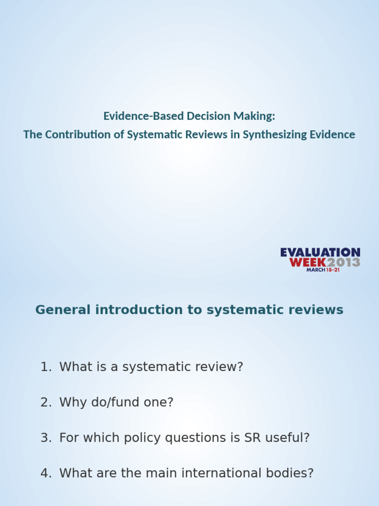 Systematic Reviews in Evidence-Based Policy | PDF | Systematic Review ...