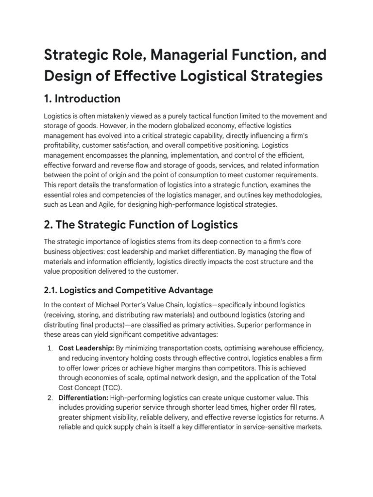 Strategic Logistics Management Insights | PDF | Logistics | Lean ...