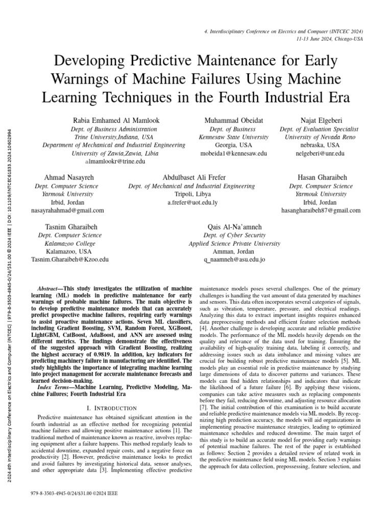 49 - Developing Predictive Maintenance for Early Warnings of Machine ...