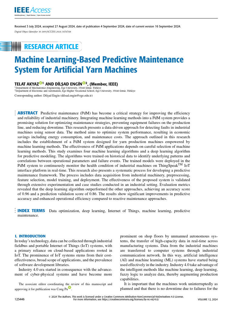 Machine Learning for Yarn Machine Maintenance | PDF | Machine Learning ...
