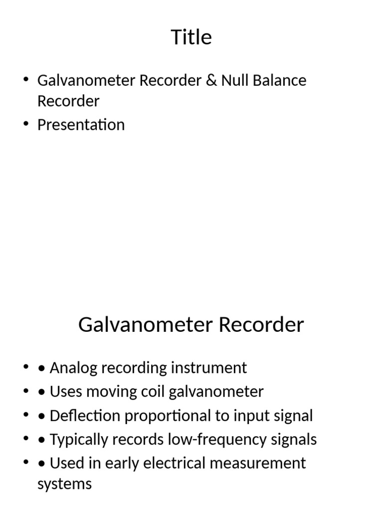 Galvanometer vs Null Balance Recorder | PDF