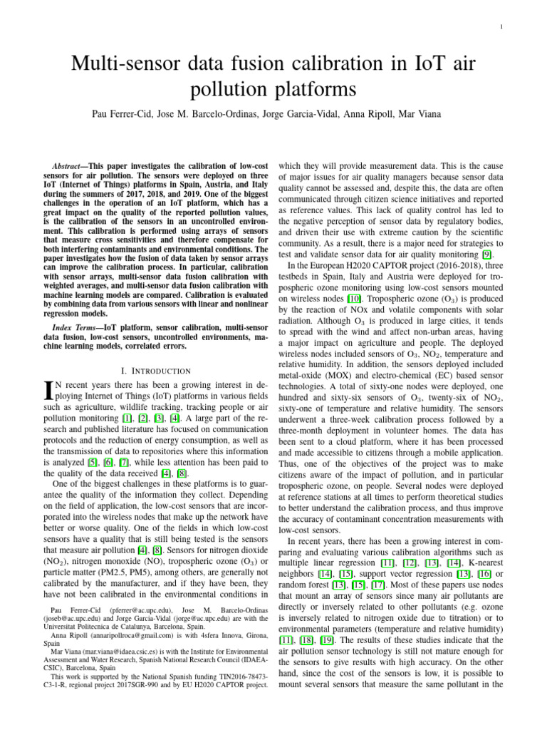 Multisensor Data Fusion Calibration in IoT Air Pollution Platforms ...