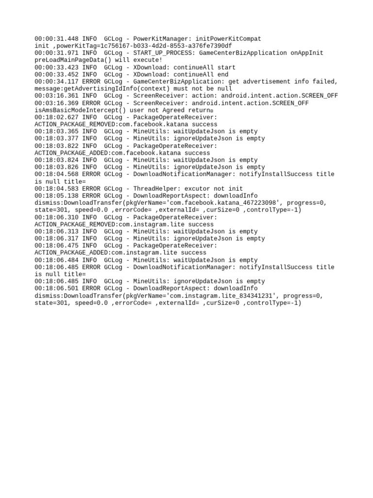 GameCenterBizApplication Log Errors | PDF