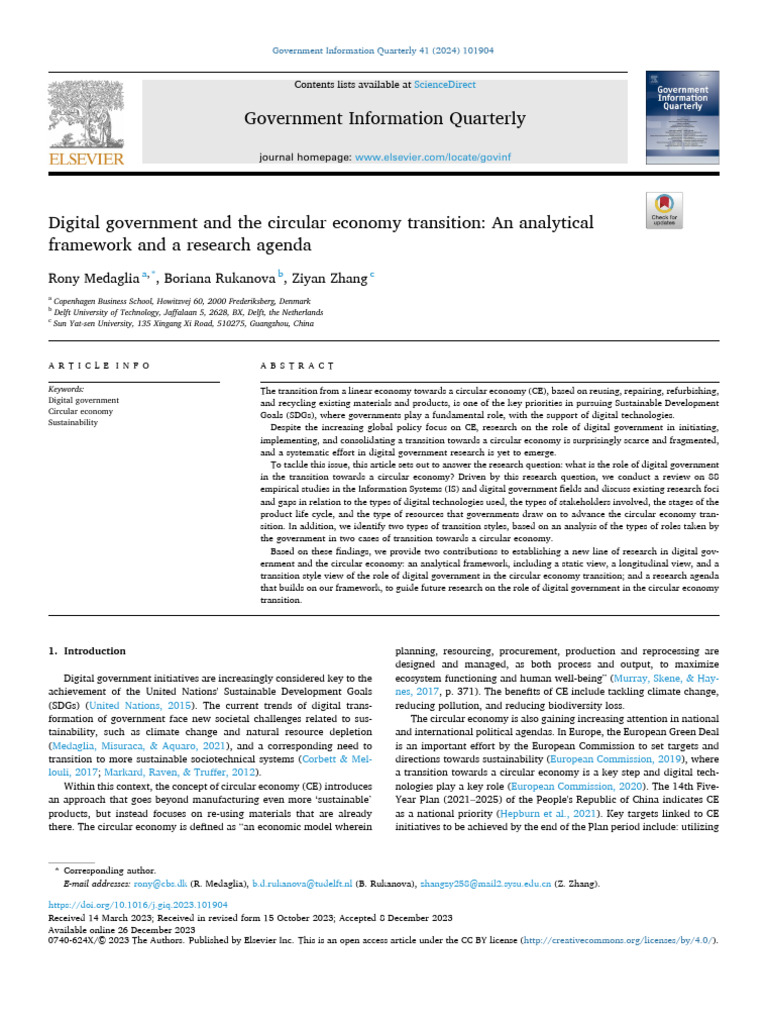 Digital Government in Circular Economy Transition | PDF ...