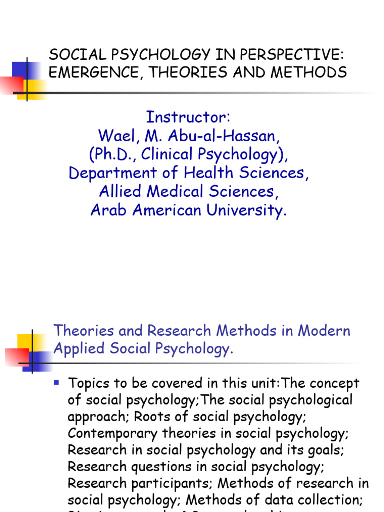 Theories and Methods in Social Psychology ...