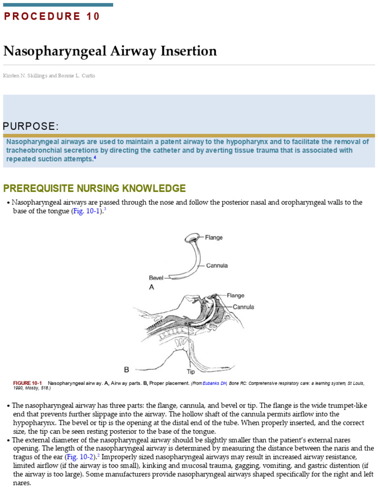 Nasopharyngeal Airway Insertion Guide | PDF | Respiratory Tract ...