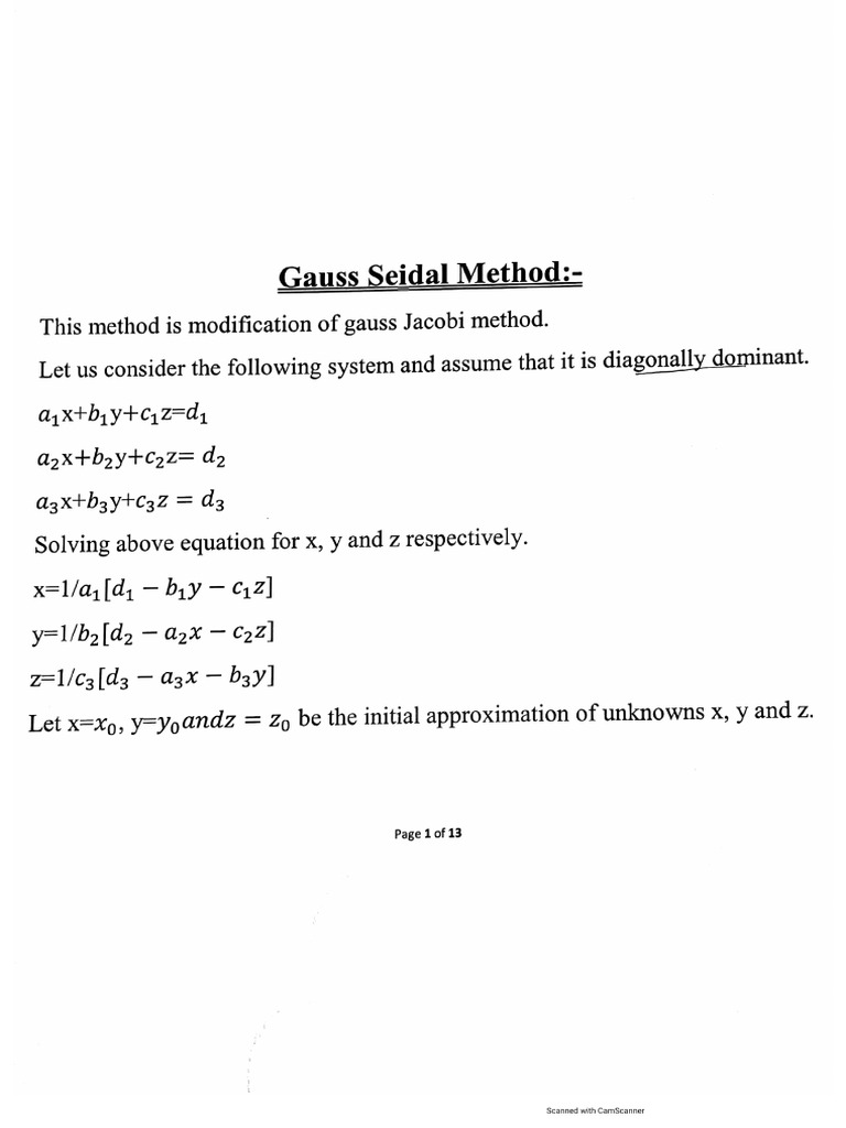 Gauss Seidal Method Pdf