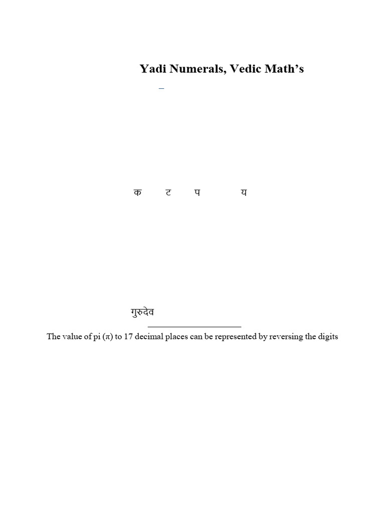 Ka-Ta-Pa-Yadi Numerals & Vedic Math | PDF | Numbers | Mathematics