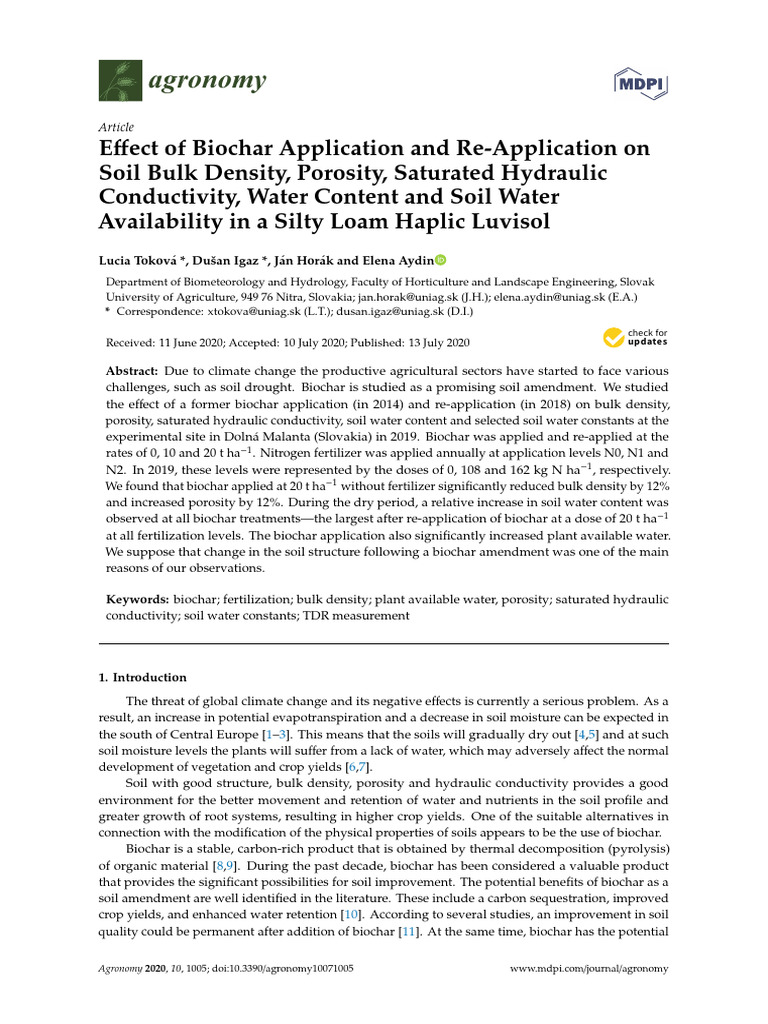 Effect of Biochar Application | PDF