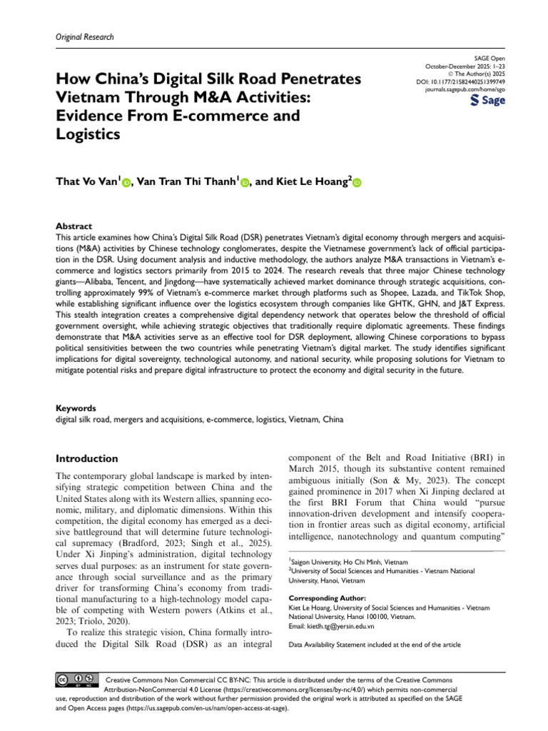 China's Digital Silk Road in Vietnam M&A | PDF | Mergers And ...