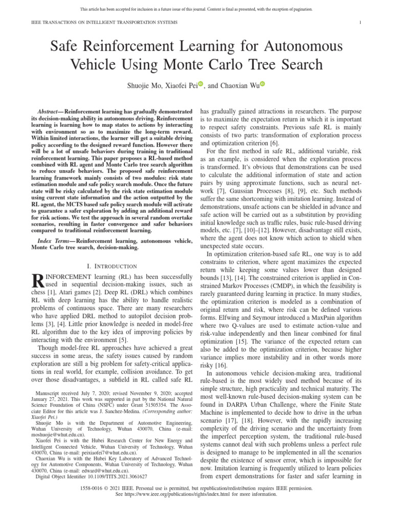 Safe RL for Autonomous Vehicles | PDF | Applied Mathematics