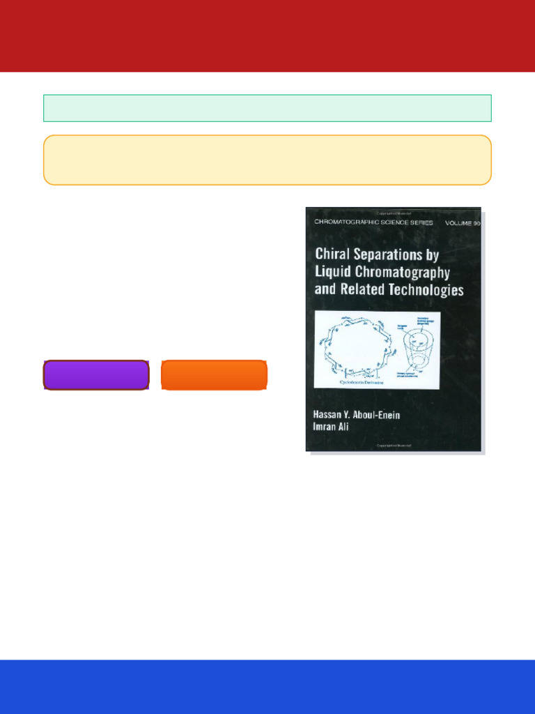 Chiral Separations by Liquid Chromatography Theory and Applications 1st ...