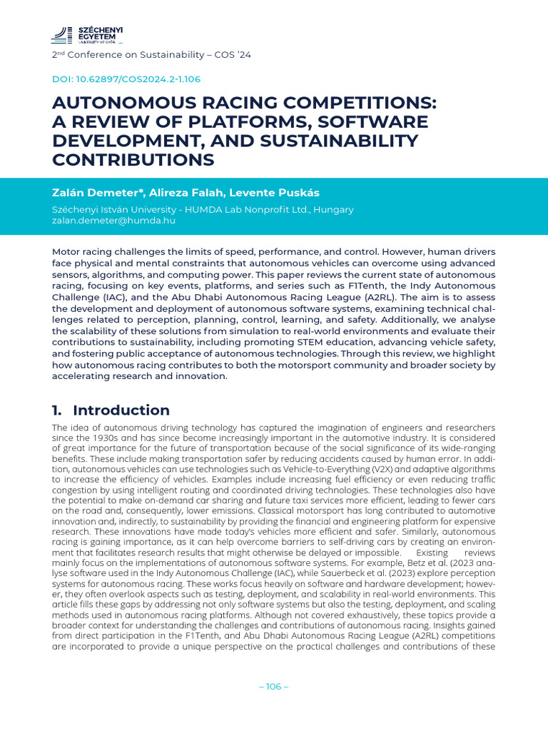 Autonomous Racing: Platforms & Sustainability | PDF | Simulation | Lidar