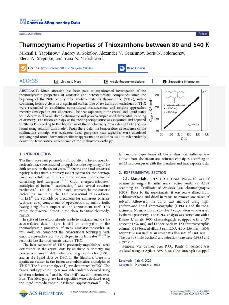 Acs Jced 2c00446 | PDF | Differential Scanning Calorimetry | Calorimetry