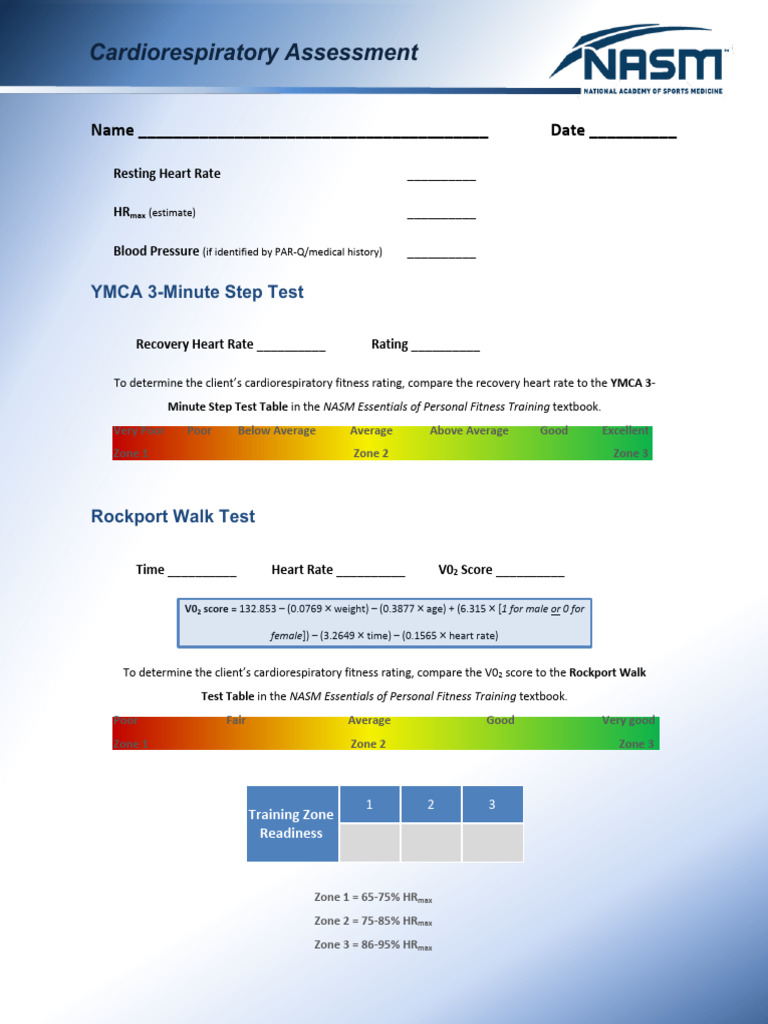 Cardiorespiratory Fitness Assessment Guide | PDF