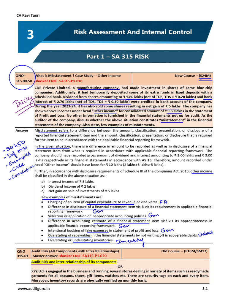 Ch. 03 Param QB CA Inter Audit With Markings | PDF