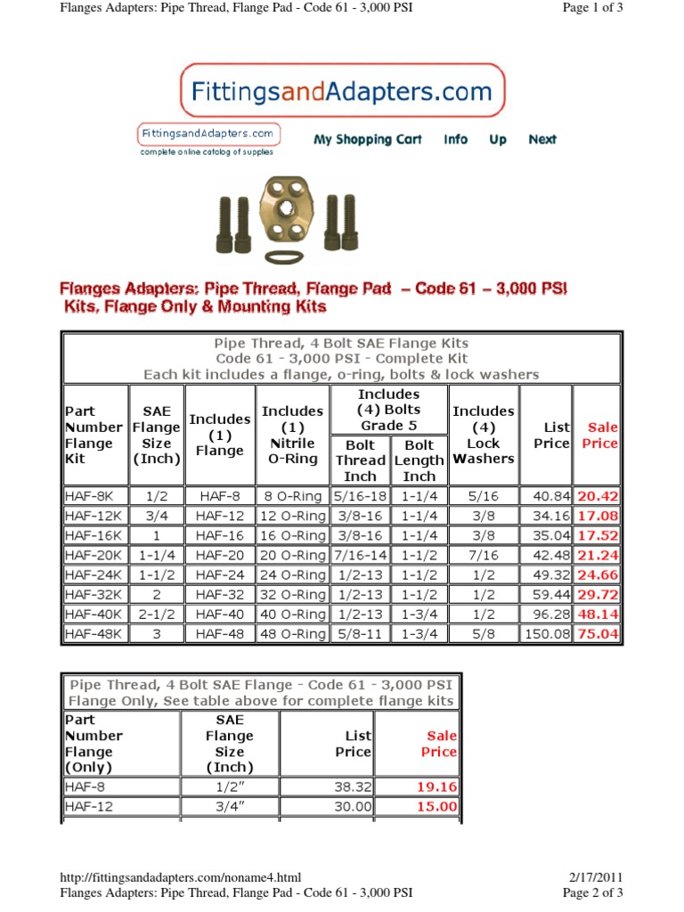 SAE CODE 61 Flange Specification | PDF | Screw | Plumbing