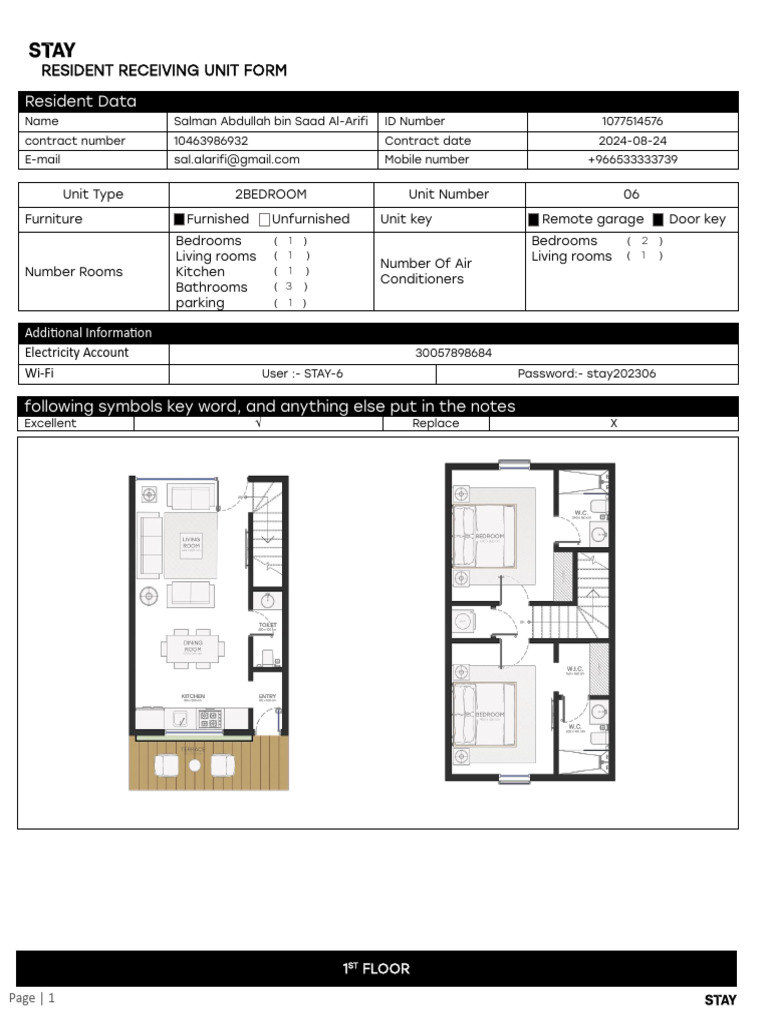 Resident Unit Receipt Form | PDF | Room | Home