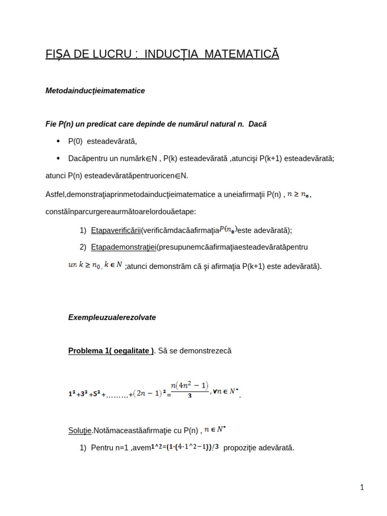 Inductia Matematicafisa de Lucru | PDF