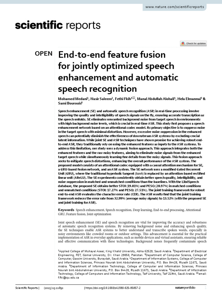 Speech Enhancement and Recognition Fusion | PDF | Speech Recognition ...