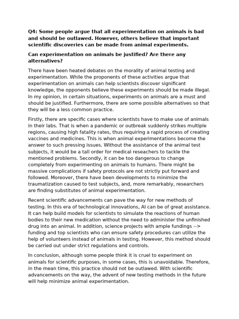 Justifying Animal Experimentation: Ethics & Alternatives | PDF | Animal ...