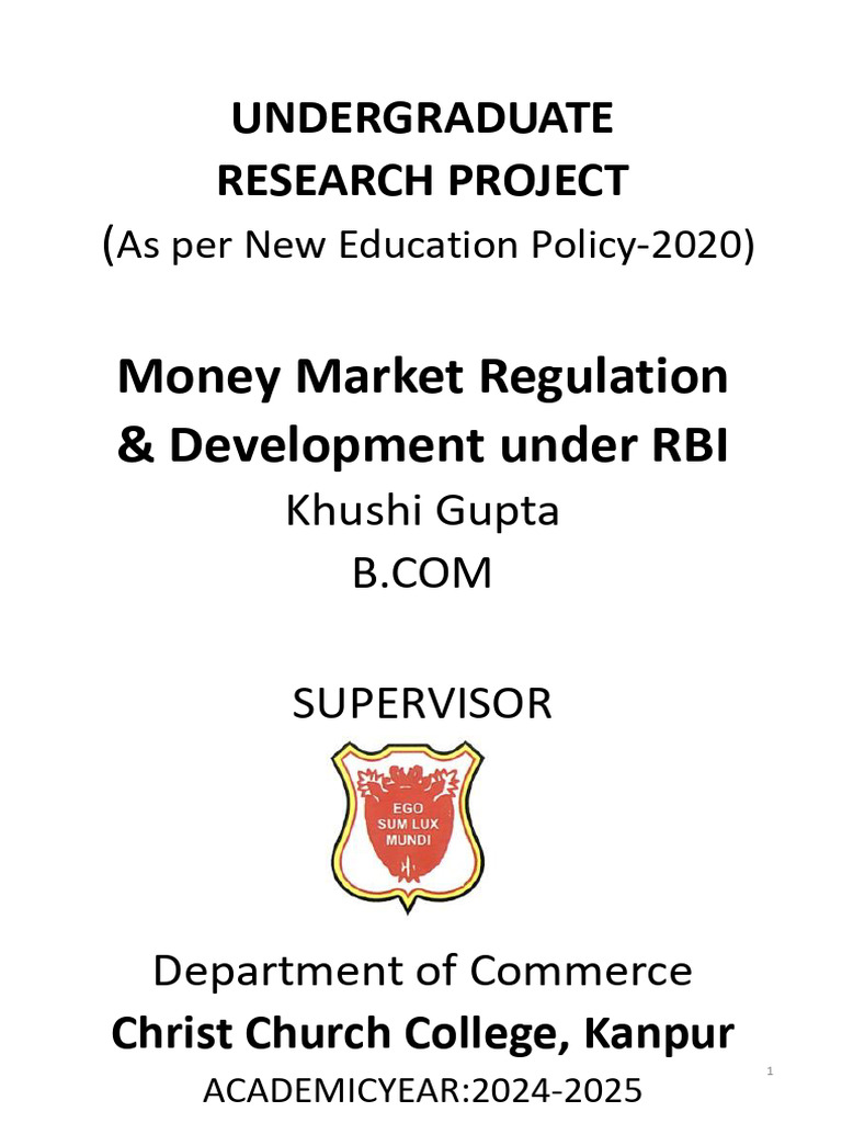 RBI's Role in Indian Money Market | PDF | Money Market | Reserve Bank ...