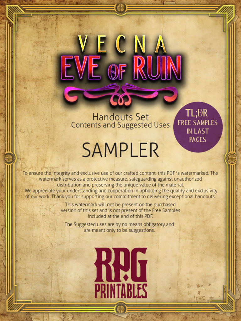 RPG Handouts Set for Game Masters | PDF | License | Copyright