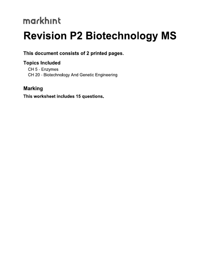 MS Revision P2 Biotechnology | PDF