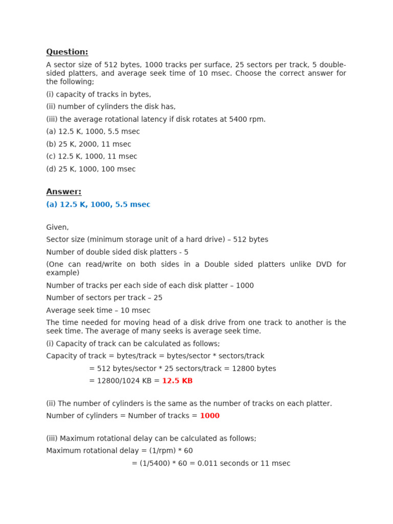 Question Disk Space | PDF