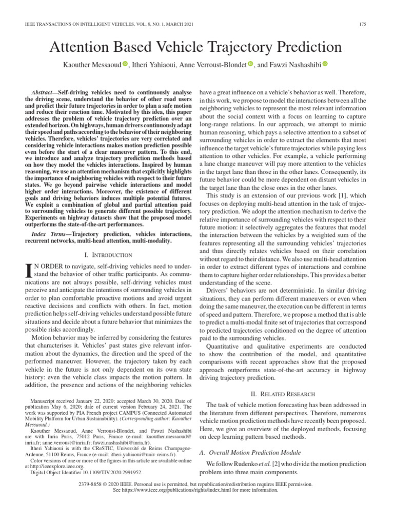 Attention-Based Vehicle Trajectory Prediction | PDF | Prediction ...