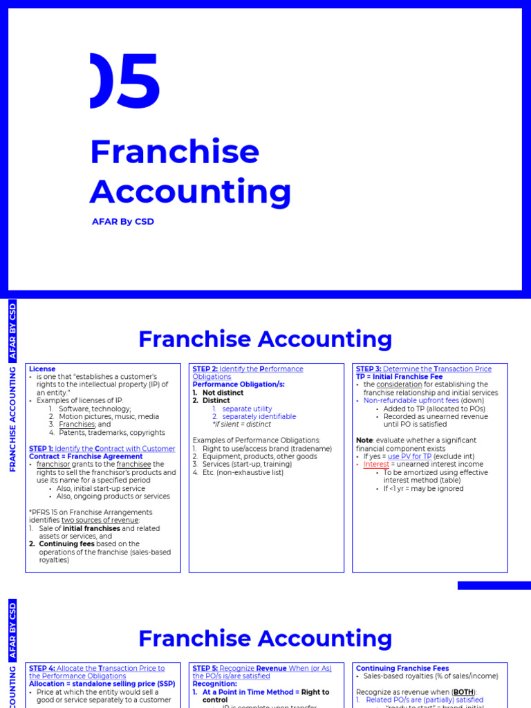Franchise Accounting Guide and Revenue Recognition | PDF | Franchising ...