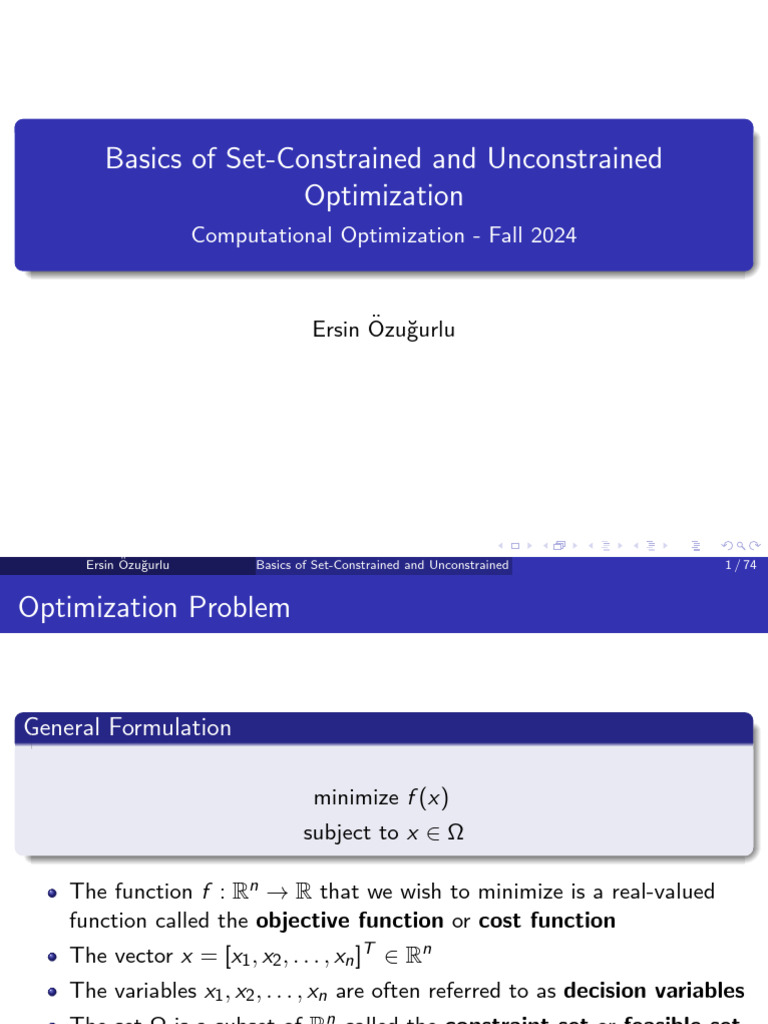 Set-Constrained vs Unconstrained Optimization | PDF | Mathematical ...