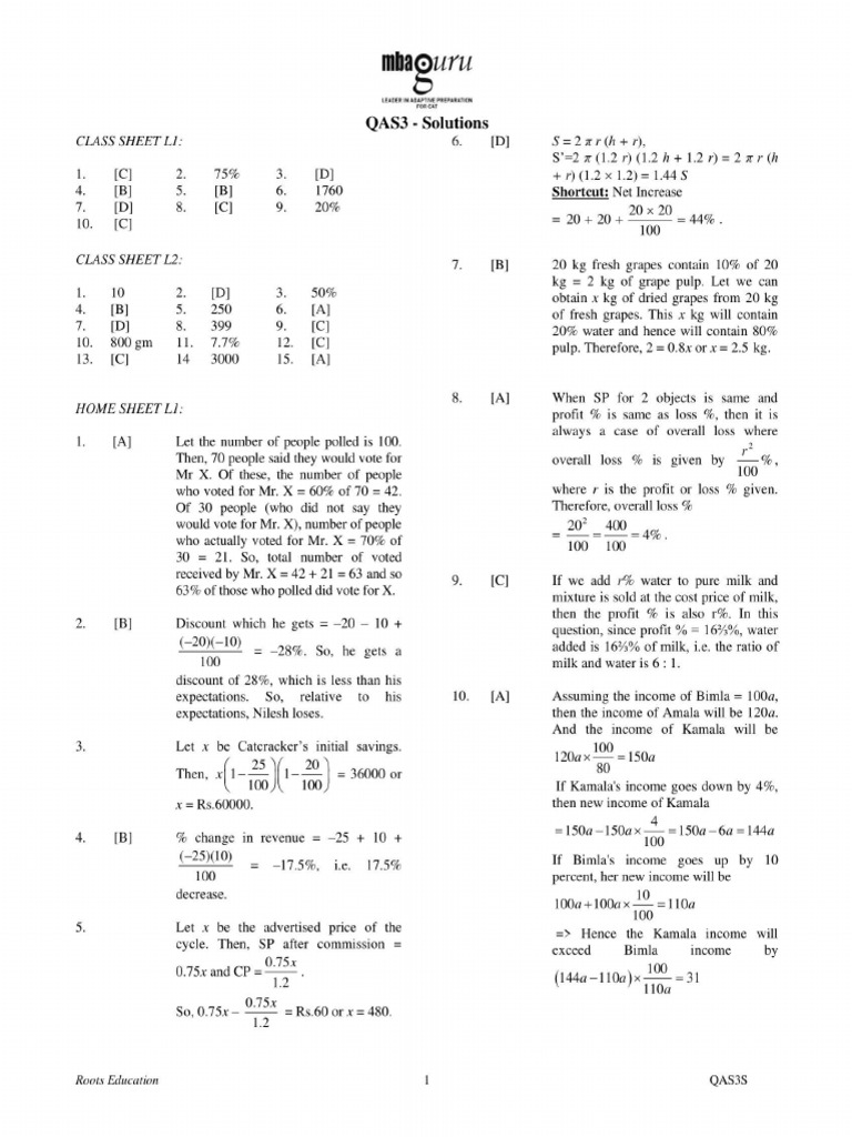 Profit and Loss Percentage, Sheet Sol | PDF