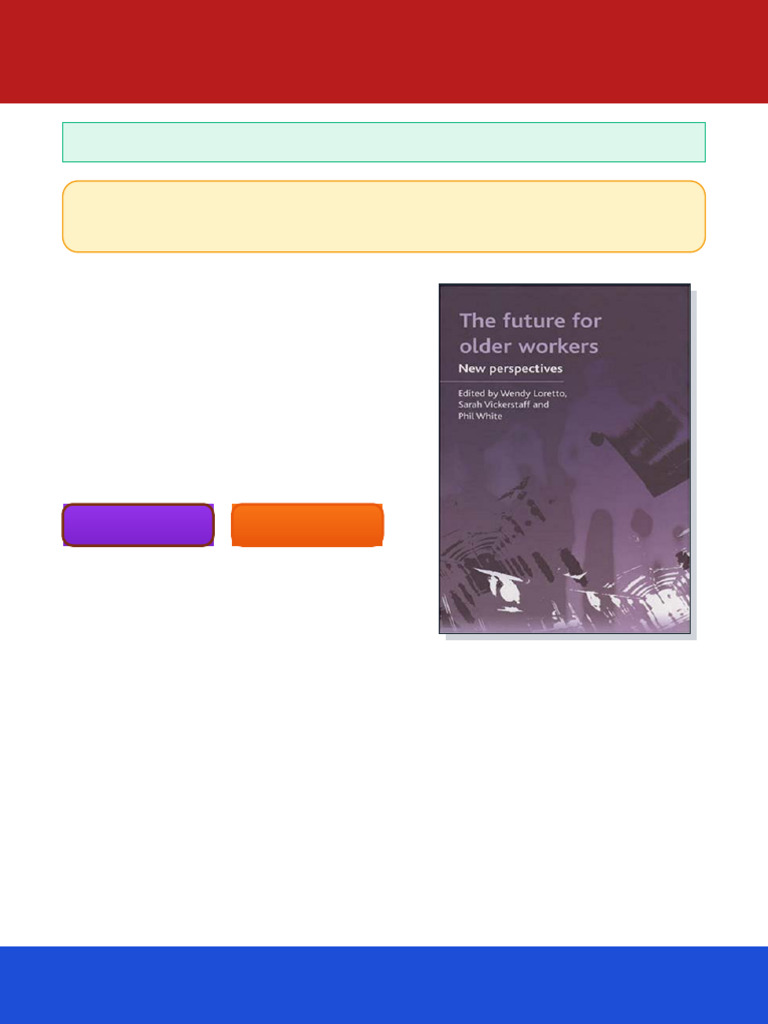 The Future For Older Workers New Perspectives 1st Edition Sarah ...