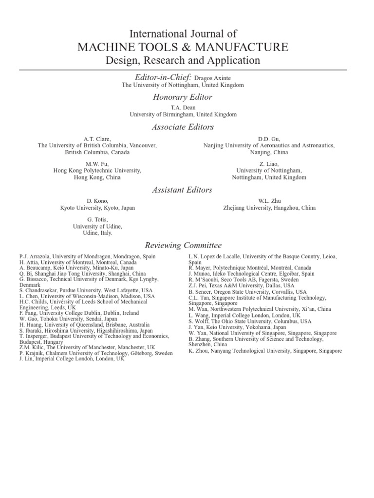 International Journal of Machine Tools | PDF | China | World Politics