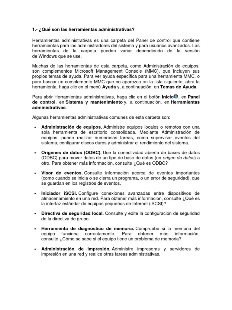 Herramientas Administrativas en Windows | PDF | Sistema operativo