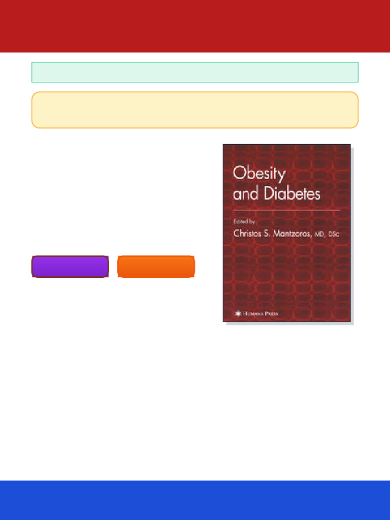 Obesity and Diabetes 1st Edition George Karanastasis MD Ebook ...