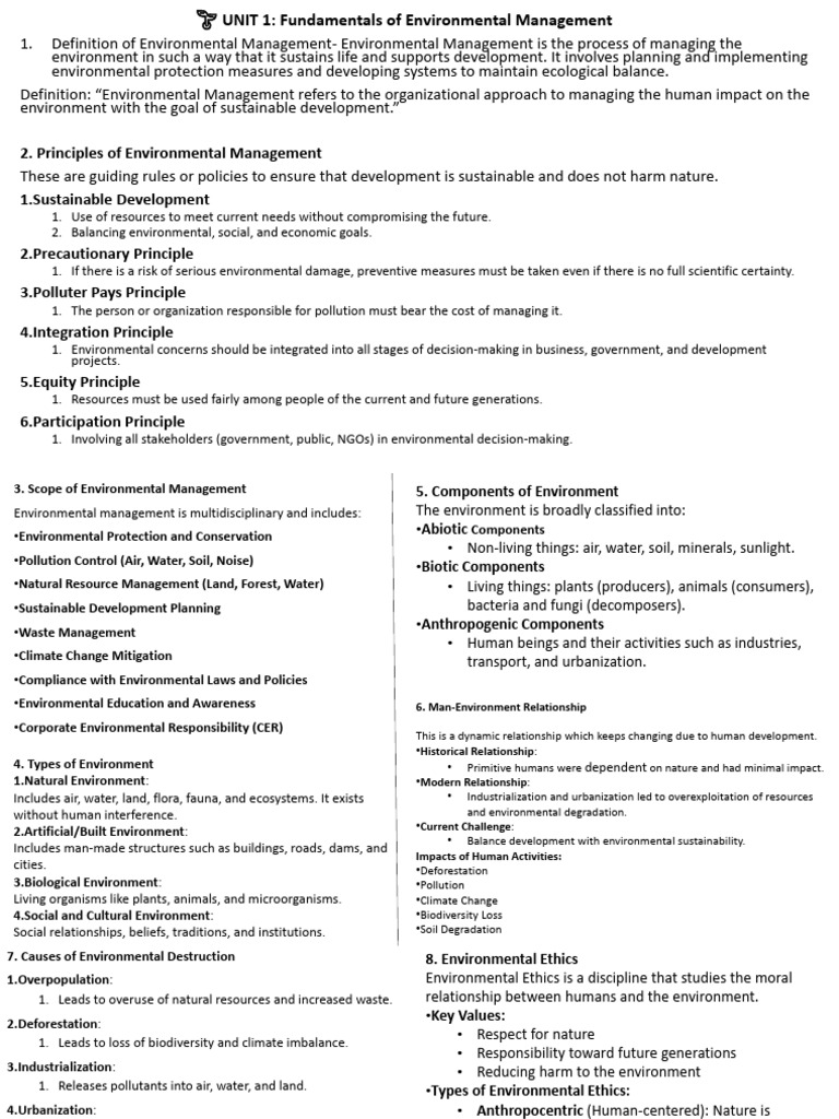 Environmental Management Fundamentals | PDF | Environmental Resource ...
