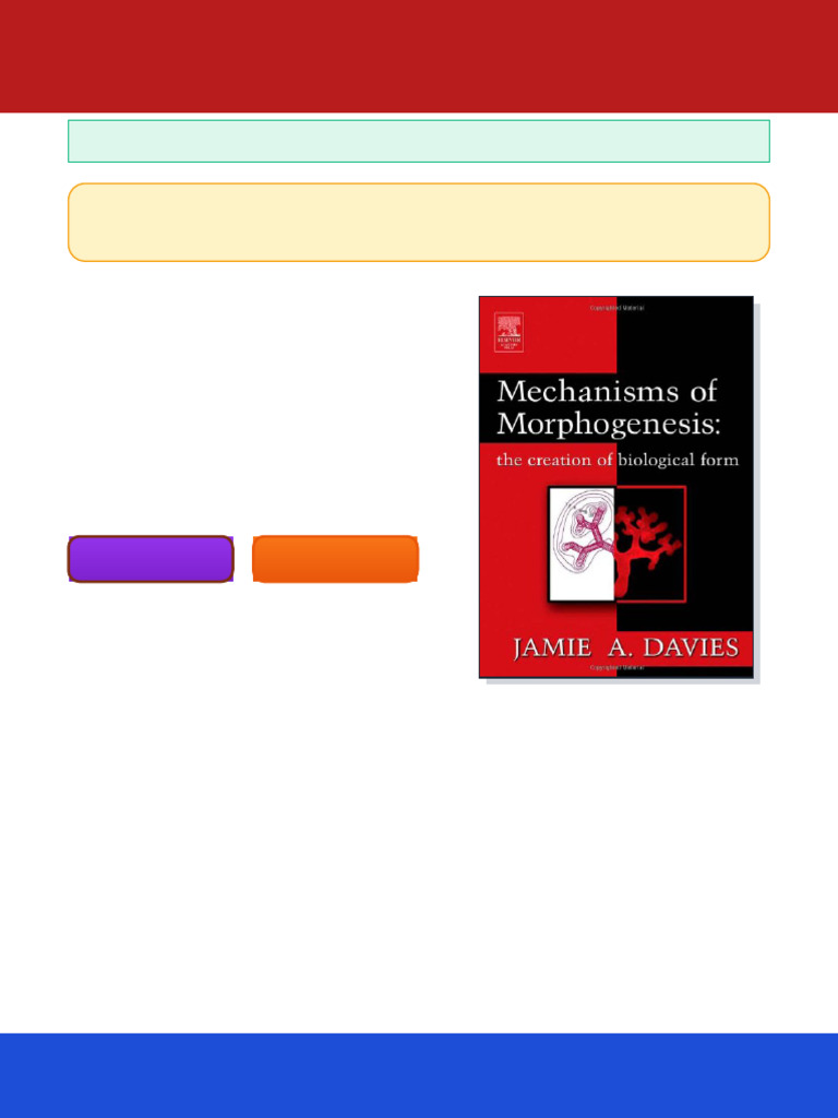 Mechanisms of Morphogenesis 1st Edition Jamie Davies ebook clean pdf ...