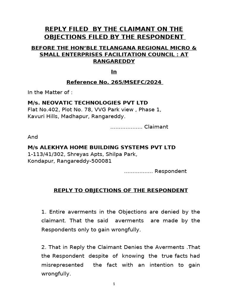 Claimant Reply | PDF | Perjury | Common Law