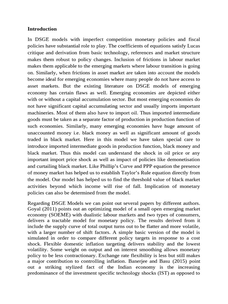 DSGE Model for Emerging Economies | PDF | Monetary Policy | Market ...
